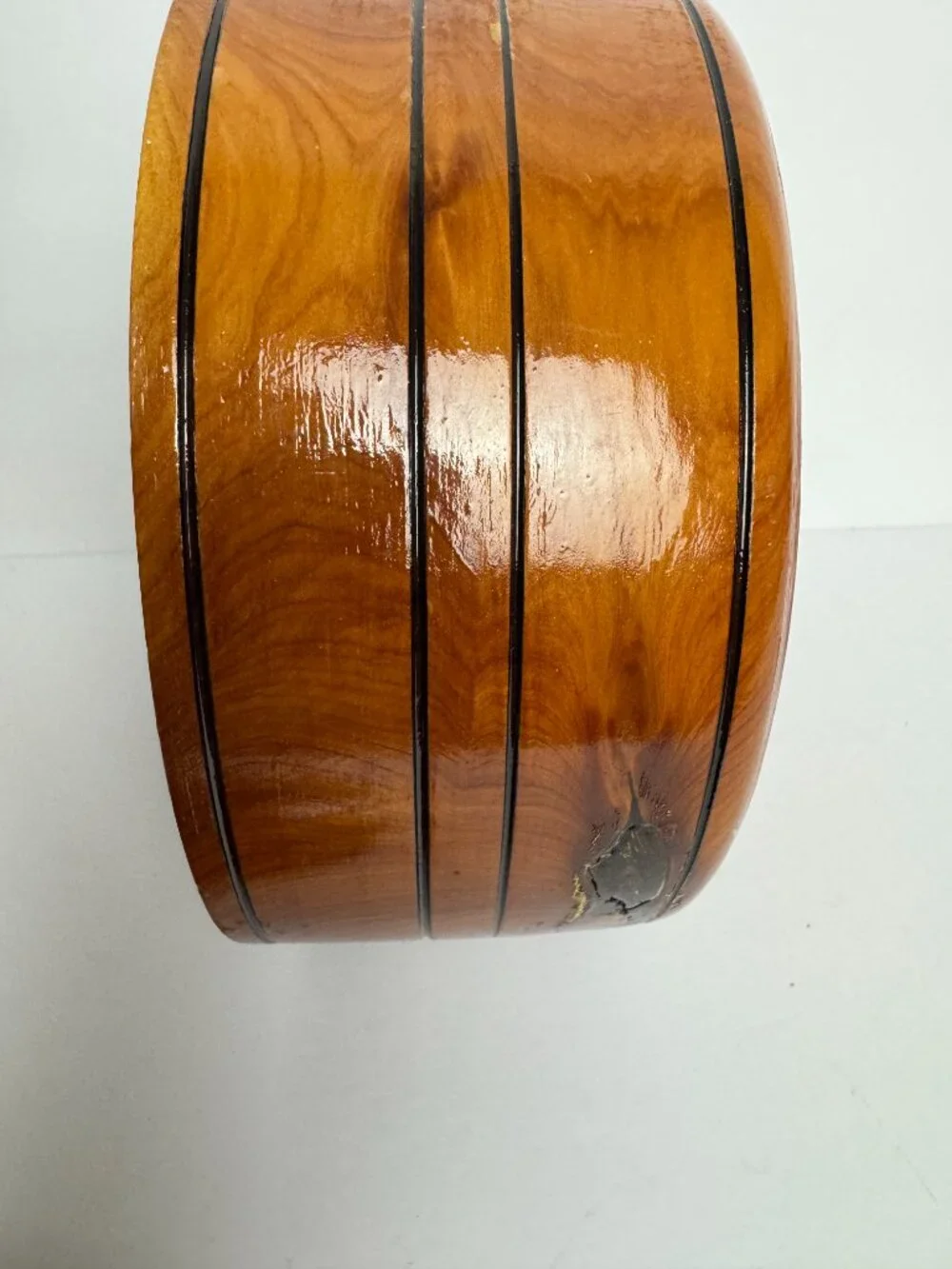 Vintage Wooden Bowl w/Lid  Storage Box Serving Dish